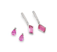 Two pairs of gem-set earrings