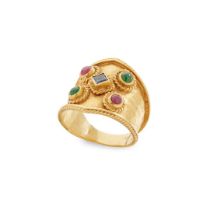 A Byzantine-style ruby and sapphire dress ring