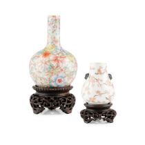 [FROM THE COLLECTION OF BENJAMIN EVERETT GILL] TWO FAMILLE ROSE SMALL VASES