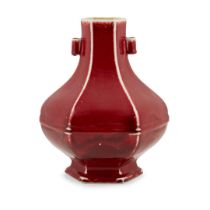 HEXAGONAL COPPER-RED VASE