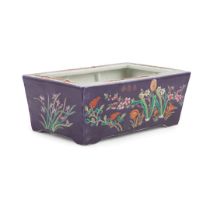 AUBERGINE-GROUND FAMILLE ROSE RECTANGULAR JARDINIERE