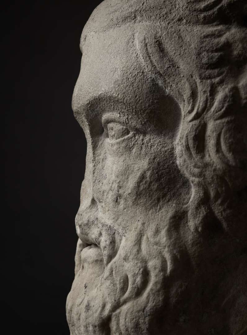 ROMAN OVER-LIFE-SIZE MARBLE HEAD OF ZEUS-AMON - Image 5 of 5