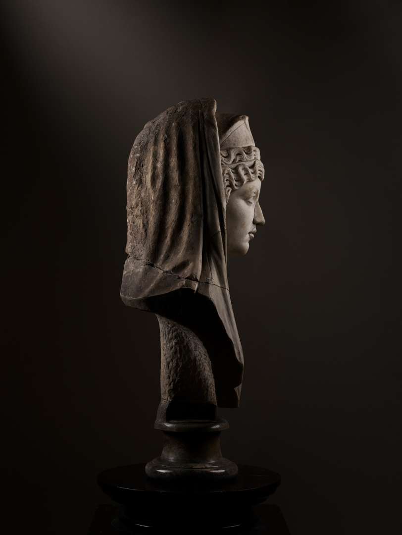 ROMAN MONUMENTAL MARBLE PORTRAIT HEAD OF FAUSTINA THE ELDER - Image 3 of 11