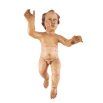 ITALIAN CARVED WOOD POLYCHROME FIGURE OF THE INFANT CHRIST