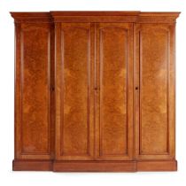 VICTORIAN BURR WALNUT FOUR DOOR WARDROBE