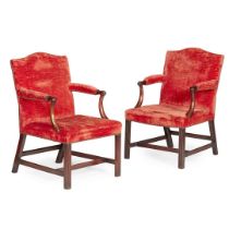 PAIR OF GEORGE III MAHOGANY OPEN ARMCHAIRS, POSSIBLY WILLIAM HAMILTON OF EDINBURGH