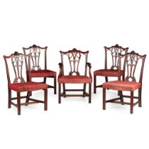 SET OF FIVE GEORGE III MAHOGANY DINING CHAIRS