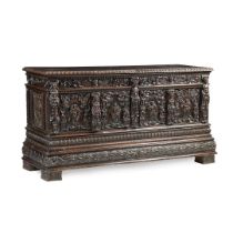 FLEMISH CARVED OAK LOW CHEST