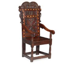 OAK AND FRUITWOOD WAINSCOT ARMCHAIR