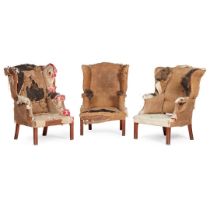 THREE GEORGE III WING ARMCHAIRS