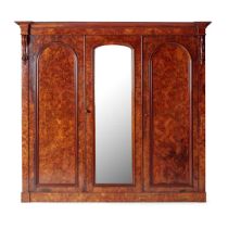 VICTORIAN BURR WALNUT TRIPLE WARDROBE, BY JOHN TAYLOR & SONS, EDINBURGH