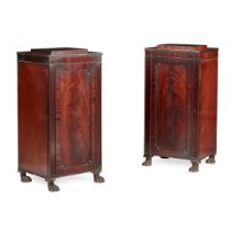 PAIR OF REGENCY MAHOGANY URN PEDESTALS