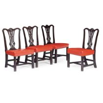 SET OF FOUR SCOTTISH GEORGE III STAINED ELM DINING CHAIRS