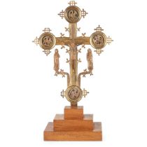 GILT BRONZE AND BRASS PROCESSIONAL CRUCIFIX