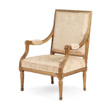 FRENCH LOUIS XVI GILTWOOD FAUTUEIL,