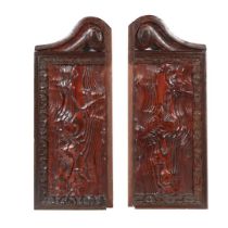 PAIR OF CARVED WOOD PANELS