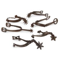 GROUP OF SIX SINGLE ROWEL SPURS