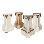 SET OF FOUR PAINTED AND PARCEL GILT GESSO TORCHERE STANDS, AFTER ROBERT ADAM