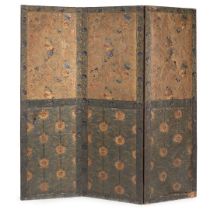 ARTS & CRAFTS LINCRUSTA THREE PANEL SCREEN