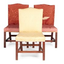 MATCHED SET OF SEVEN GEORGE III UPHOLSTERED SIDE CHAIRS