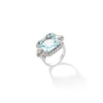 An aquamarine and diamond cocktail ring