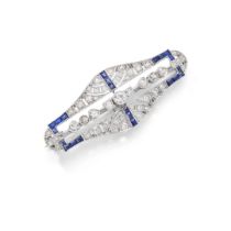 An early 20th century sapphire and diamond brooch, circa 1920