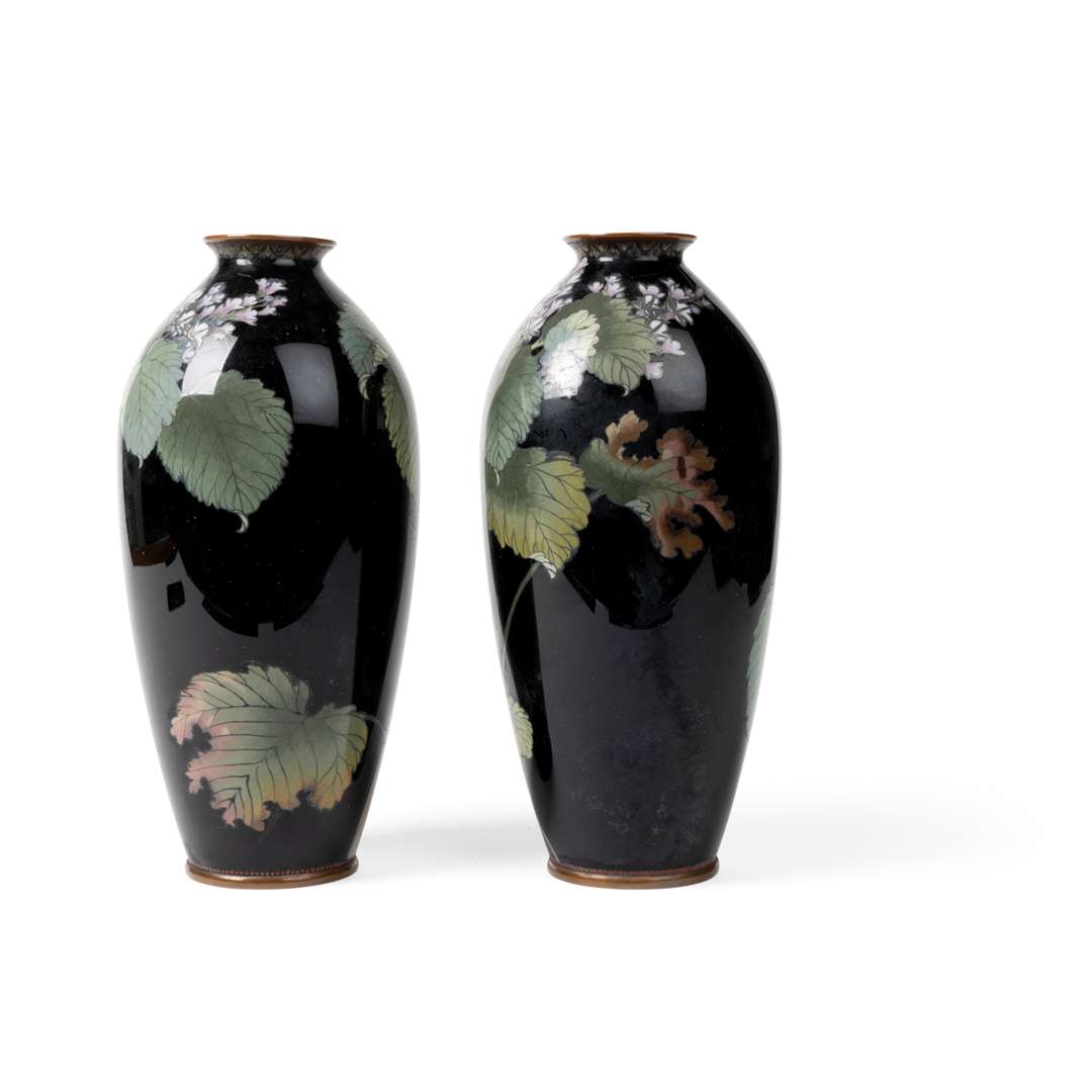 PAIR OF CLOISONNÉ ENAMEL VASES - Image 2 of 2