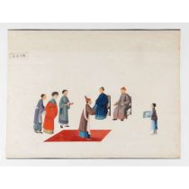 RARE SET OF TWELVE CHINESE EXPORT WATERCOLOUR 'MARRIAGE PROCESSION' PAINTINGS