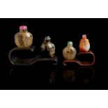 GROUP OF FOUR AGATE SNUFF BOTTLES