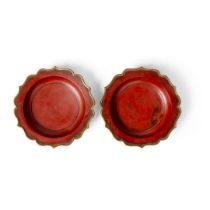 PAIR OF CINNABAR LACQUER SAUCERS