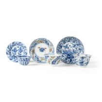 SET OF THREE BLUE AND WHITE CUPS AND SAUCERS