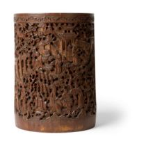 CARVED BAMBOO BRUSH POT