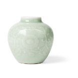 RELIEF-DECORATED CELADON-GLAZED JAR