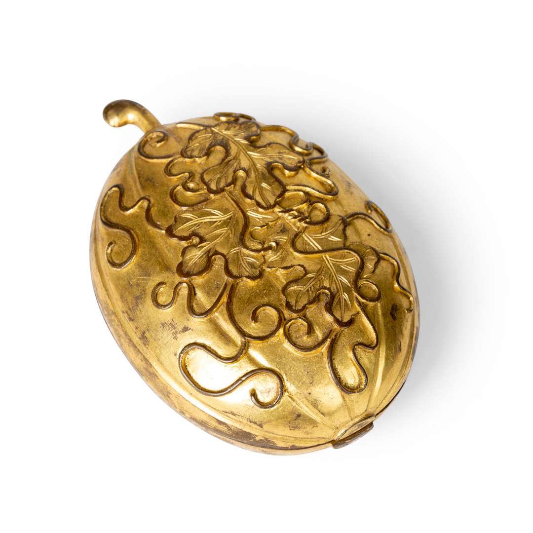 GILT-BRONZE MELON-FORM BOX AND COVER