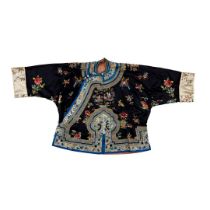 LADY'S EMBROIDERED BLUE SILK ROBE