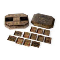 GILT-DECORATED LACQUER OCTAGONAL GAME BOX
