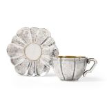 PARCEL-GILT EXPORT SILVER CUP WITH SAUCER