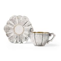 PARCEL-GILT EXPORT SILVER CUP WITH SAUCER