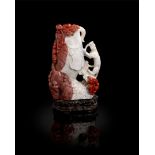 CARNELIAN AGATE 'LEAPING CARP' VASE