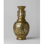 GILT-AND-SILVER-DECORATED TEADUST-GLAZED VASE