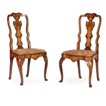 PAIR OF DUTCH WALNUT AND MARQUETRY SIDE CHAIRS