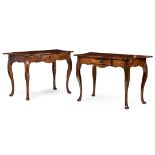 PAIR OF FRENCH PROVINCIAL WALNUT CONSOLE TABLES