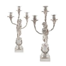 PAIR OF FRENCH ELECTROPLATED FIGURAL CANDELABRA