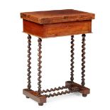 REGENCY ROSEWOOD AND FRUITWOOD INLAID GAMES TABLE