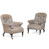 PAIR OF VICTORIAN UPHOLSTERED ARMCHAIRS