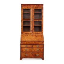 GEORGE II WALNUT BUREAU BOOKCASE