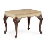 GEORGE III MAHOGANY UPHOLSTERED STOOL