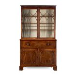 GEORGE III MAHOGANY AND SATINWOOD BUREAU BOOKCASE