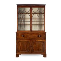 GEORGE III MAHOGANY AND SATINWOOD BUREAU BOOKCASE