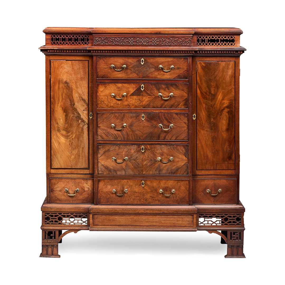 GEORGE III MAHOGANY 'CHINESE CHIPPENDALE' ESTATE CUPBOARD